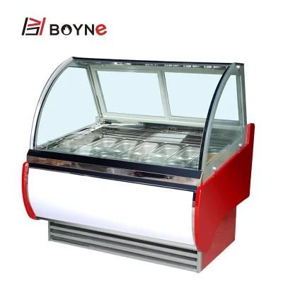 Commercial Bakery Shop Fan Cooling Ice Cream Freezer Showcase