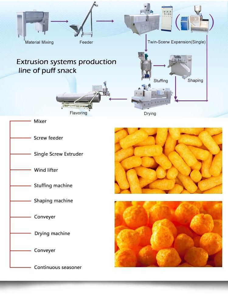 Double Screw Corn Puff Snacks Food Machinery Machines Twin Screw Puffs Snack Food Extruder