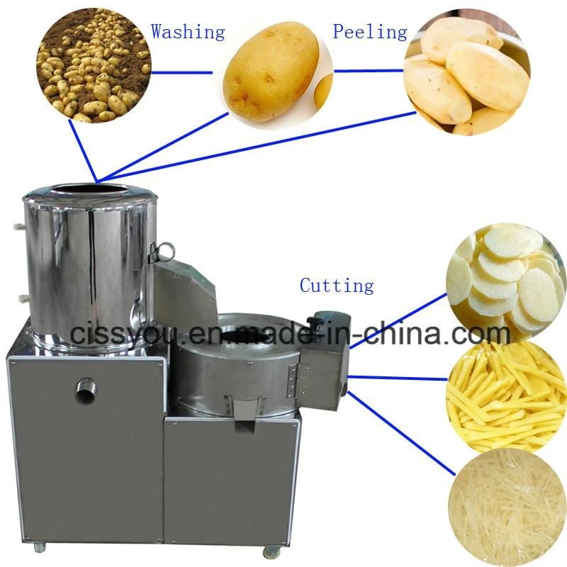 Vegetable Potato Chip Washing Peeling Cutting Slicer Conbined Machine