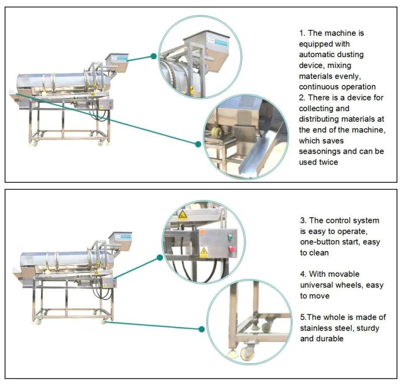 Automatic Drum Puffed Peanut Nuts Food Snack Seasoning Mixer Machine