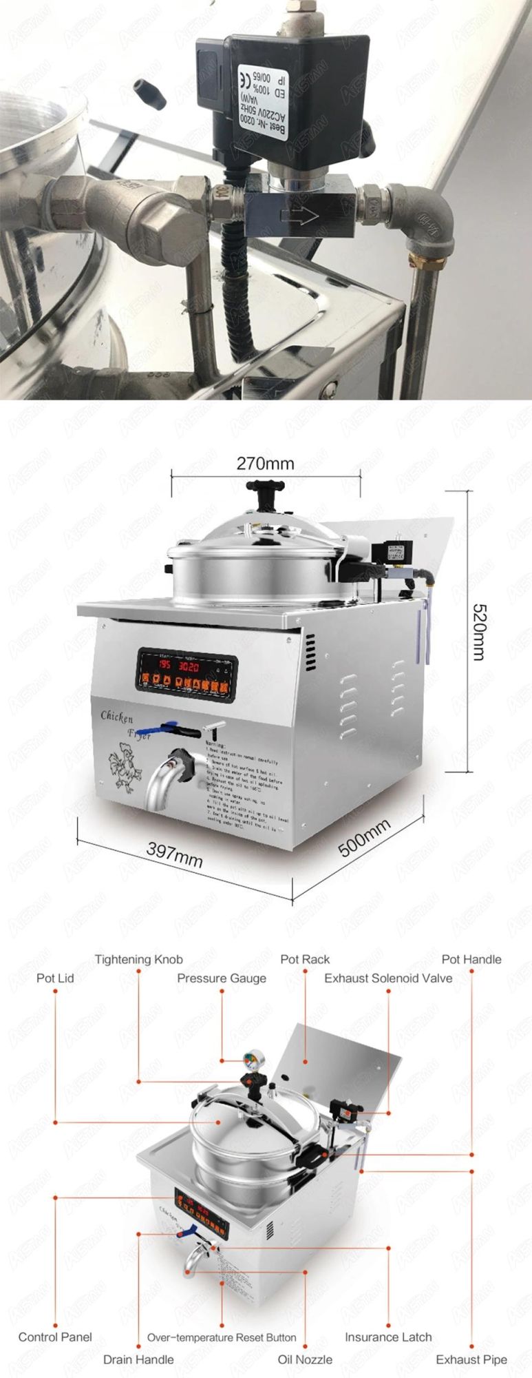 Mdxz22 Electric Chicken Chips Potato Pressure Deep Fryer with Digital Control Panel 220/110V 22L