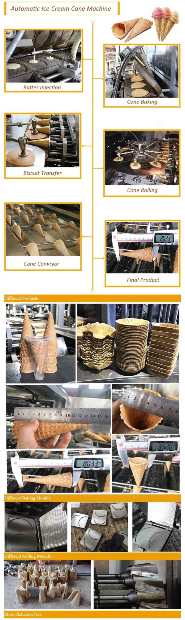 Industrial Auto Crispy Biscuit Cone Production Line / Ice Cream Production Machine