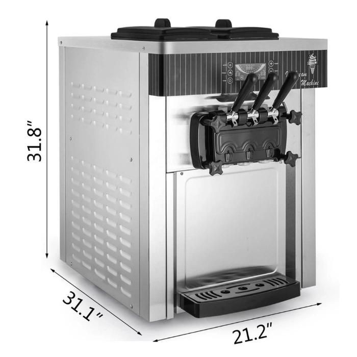 Commercial 3 20-28L/H Flavors Soft Ice Cream Machine for Snake Stores