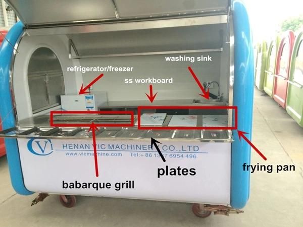 CE certification manufacture recommended blue food cart