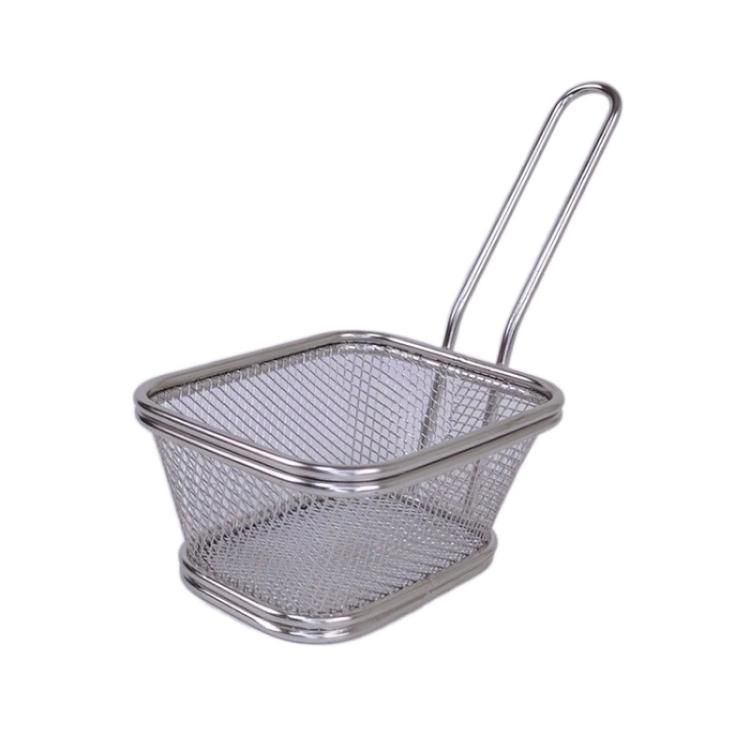 Fried Food Table Serving Chrome Rectangular Chips Fry Basket French Fries Basket Square Mini Frying Basket