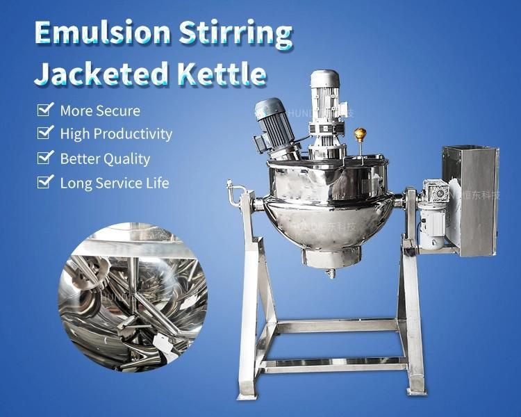 Double Jacketed Cooking Kettle with Agitator and Homogenizer for Creams/Pastes/Mayonnaise