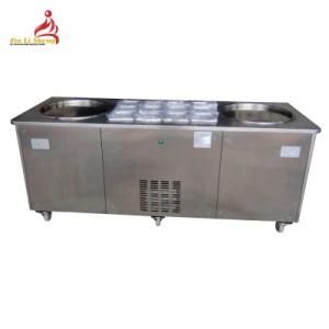 with 12 Topping Containers Double Pan Fried Ice-Cream Machine