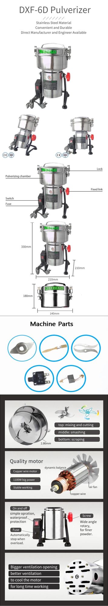 Dxf-4D/6D/10d/20d Industrial Spice Grinder with Stainless Steel Grinding Machine