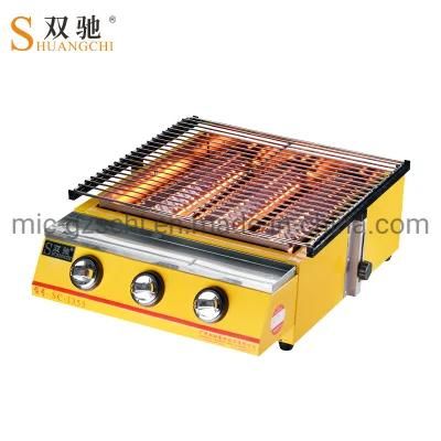 Three Head Ajustable Yellow Coated Gas Environmental BBQ Grill 3 Burner