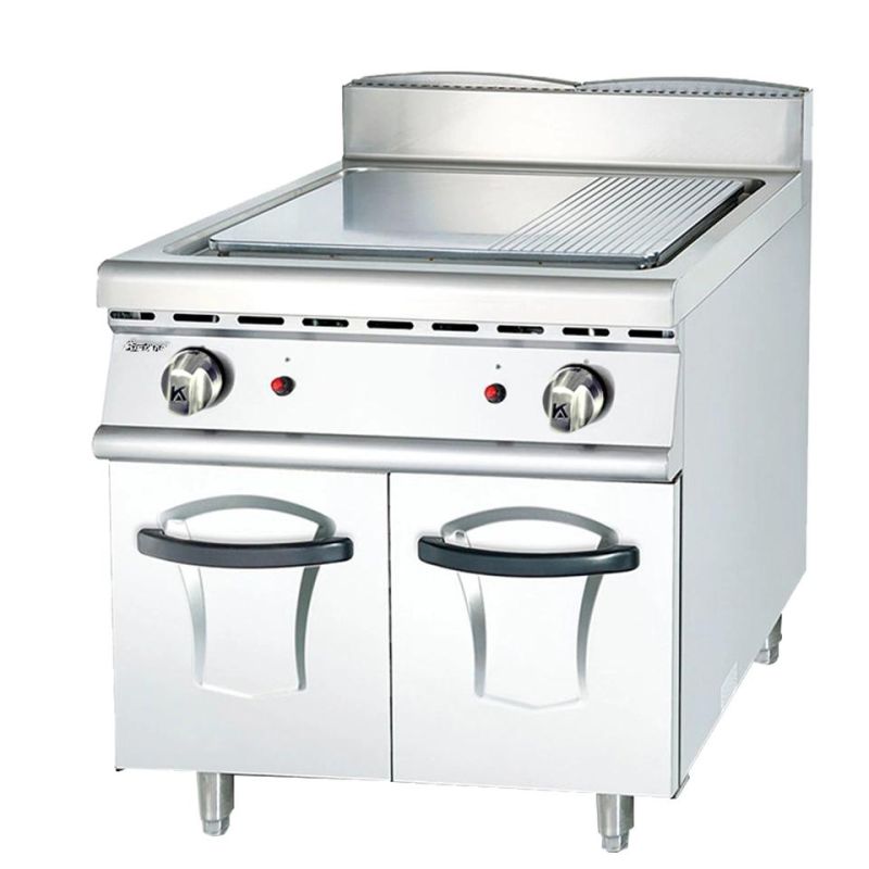 Gh986 Gas Griddle with Cabinet 1/3 Grooved for Catering Equipment