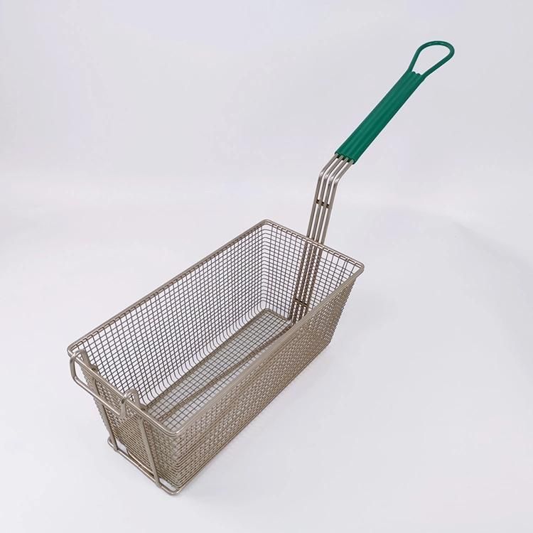 Fry Basket Kitchen Accessories Rectangle Wire Mesh Deep Fat Kitchen Stainless Steel Round Fryer Basket