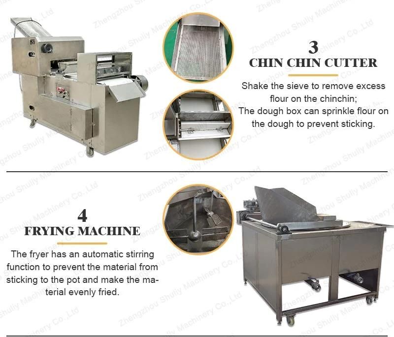 Automatic Chin Chin Cutting Frying Machine Chinchin Production Line