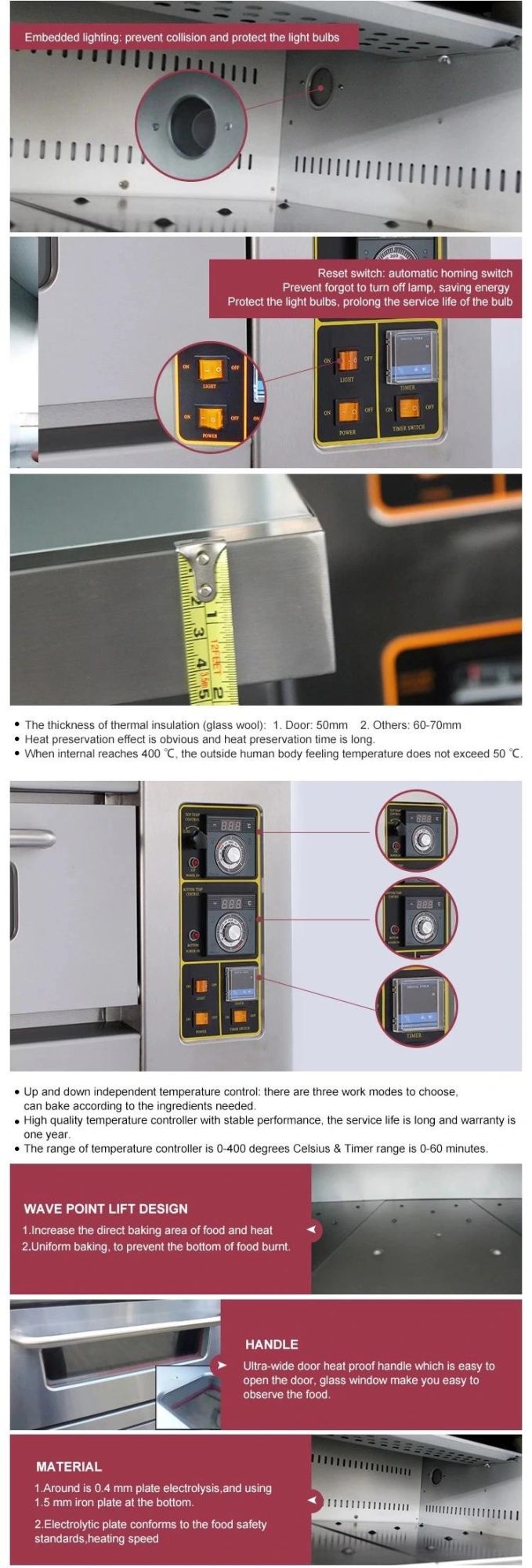 Commercial Industrial Electric Bakery Baking Equipment Single Deck Pizza Oven