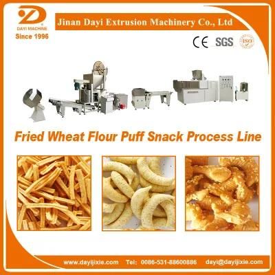 Fried Wheat Flour Puff Snack Process Line Food Extruder Machine with Packing Machine