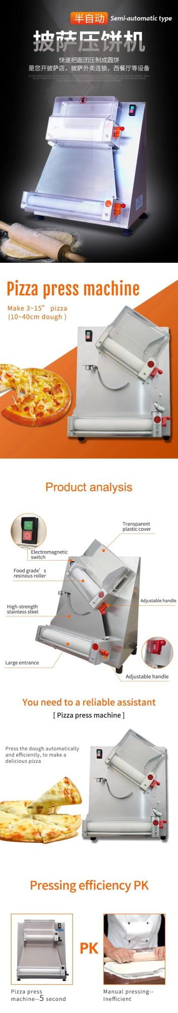 Fully Automatic Pizza Dough Rolling Machine /Pizza Dough Sheeter /Pizza Forming Machine