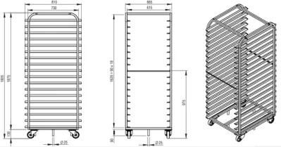 Rk Bakeware China-Roll in 800X600 Stainless Steel Baking Oven Rack Trolley