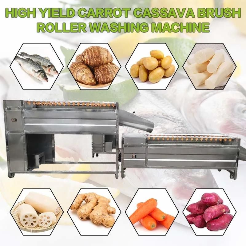 High Yield Carrot Kiwi Yam Cassava Brush Roller Washing Machine