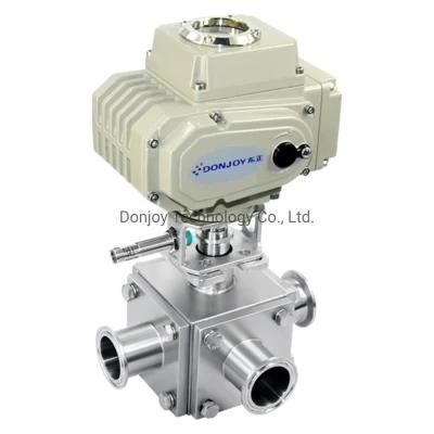 CE Sanitary 3-Way Ball Valve with Electric Actuator