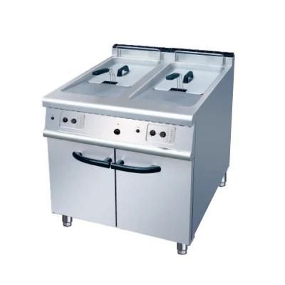 Commercial Gas 2-Tank 2 Basket Fryer with Cabinet