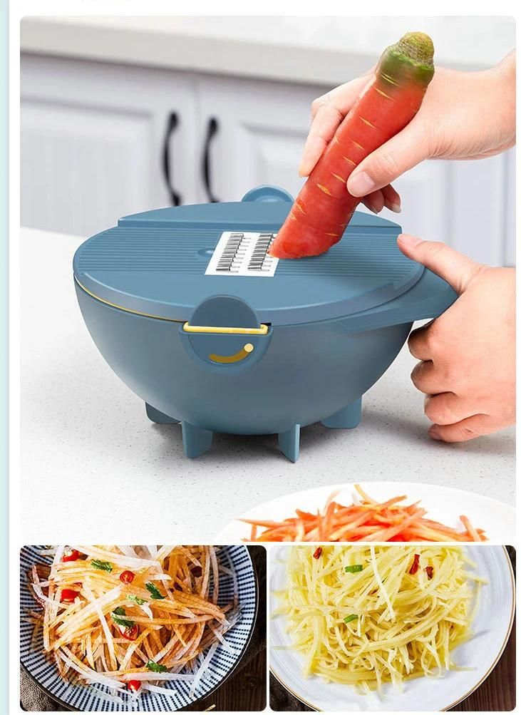 New 9 in 1 Vegetable Cutter Multifunctional Vegetable Slicer with Drain Basket Kitchen Food Chopper Grater Fruit Shredder Peeler Tool Esg13856