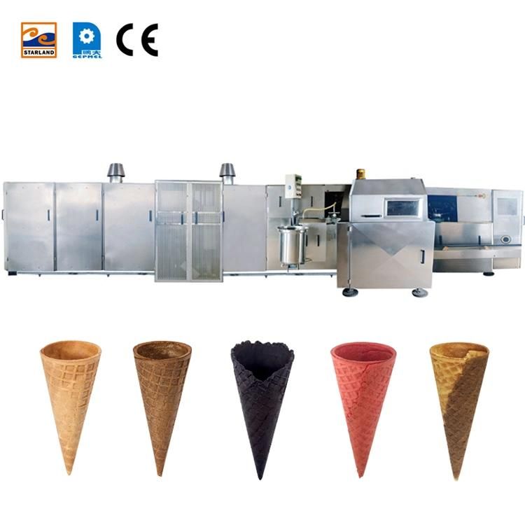 Tailor-Made Fully Automatic of 47 Baking Plates 7m Long with After Sales Service Rolled Waffle Cone Machine