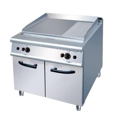 Commercial Gas Griddle with Cabinet (2/3 Flat &amp; 1/3 Grooved) 700mm