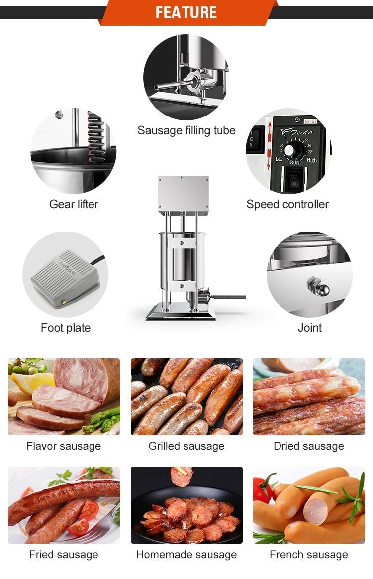 Restaurant Equipment 15L Electric Butcher Sausage Making Roll Maker Sausage Stuffer Filler Machine