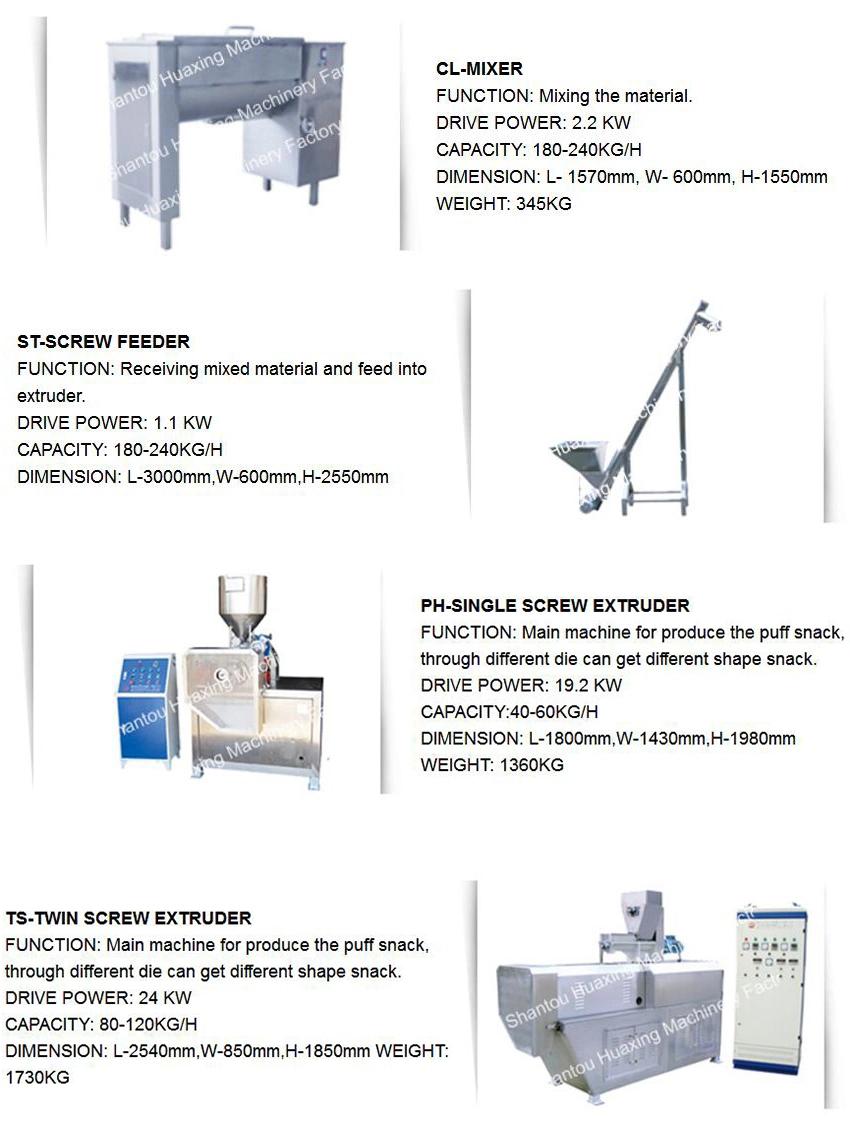 Wheat Flour Puffed Snack Foods Making Production Extruder Machine