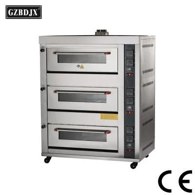 Luxury Baking Equipment Pizza Deck Gas Oven for Bakery with 3decks 6trays