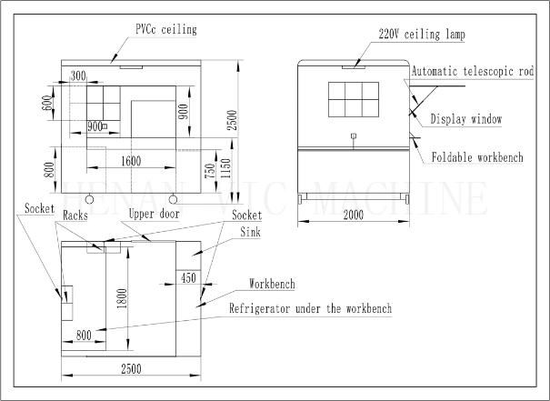 CE certification manufacture recommended blue food cart