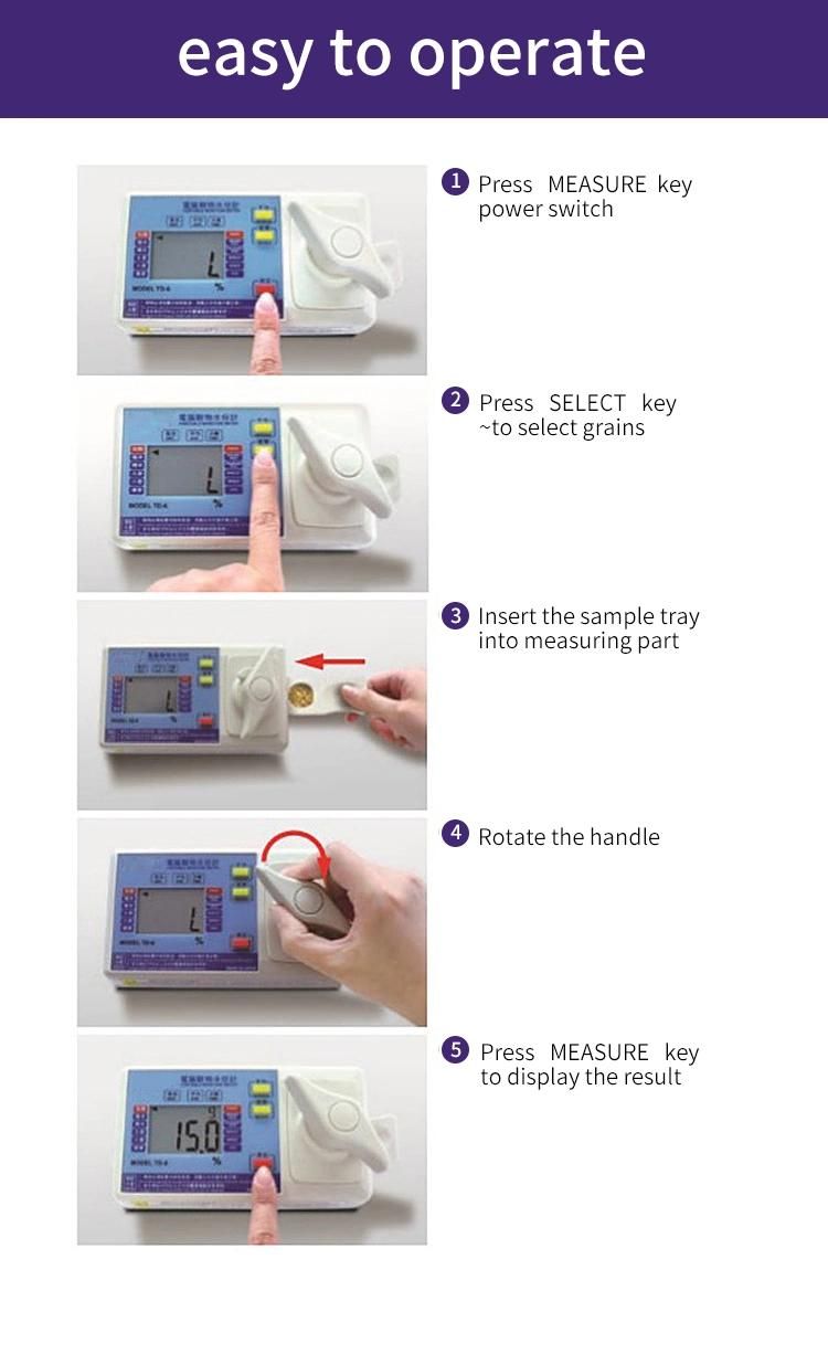 Portable Paddy Rice Wheat Barley Rye Moisture Meter Machine