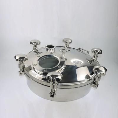 Sanitary SS304 SS316L Stainless Steel Round Pressure Manway with Sight Glass