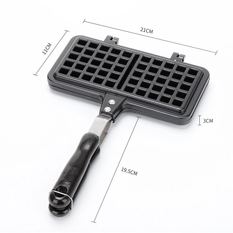 Waffle Baking Mold Dual Head Cake Waffle Pan Non-Stick Waffle Maker Pan Mould Mold Double Sided Egg Puff Waffle Press Plate Mold Household Kitchen Eggs Bubble B