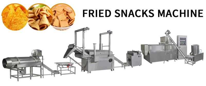 Twin Screw Puffed Chips Extruded Fried Snacks Pallet Making Machines.