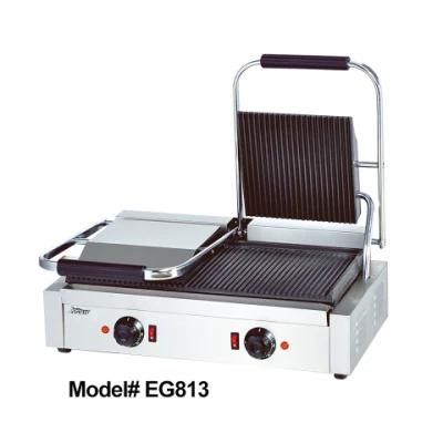 Eg813 Commercial Electric Double Plate Table Top Panini Grill Griddle Machine for Kitchen ...