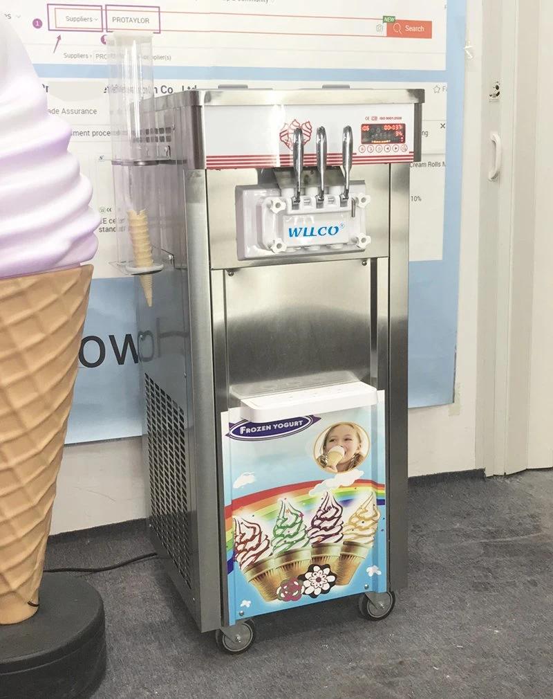 Floor Stand Frozen Yogurt Maker with 3 Flavors Small Soft Ice Cream Machine