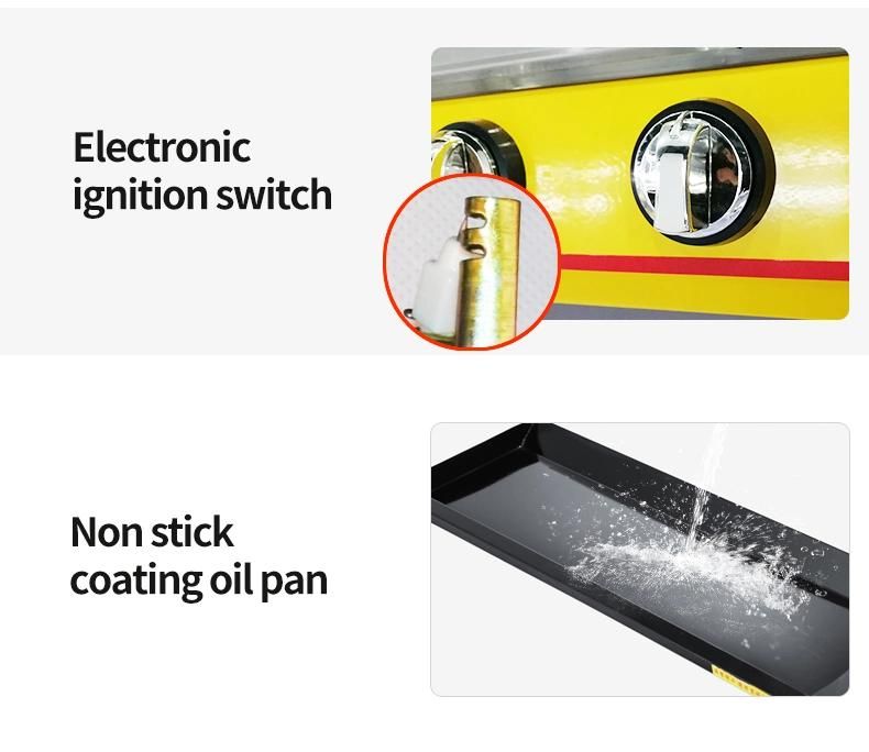 Commercial Eco-Friendly Gas BBQ Grill Four Burners Yellow Sprayed