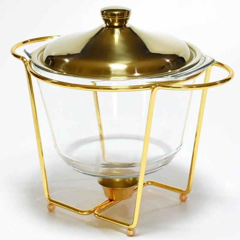 4L Clamshell Catering Buffet Stove Serving S/S with Glass Window 9 Qt. Full-Size Gold PARA.