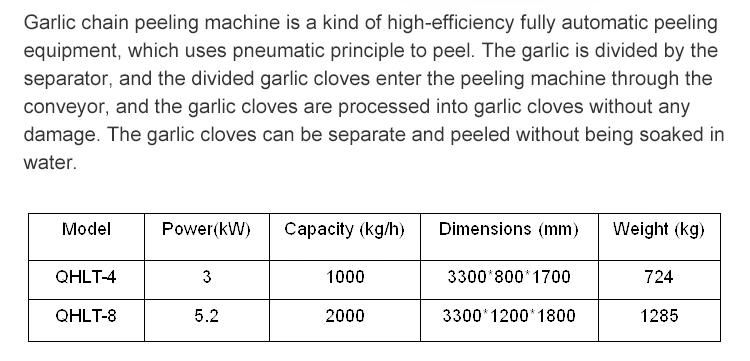 High Quality Garlic Peeling Production Line1t / H Garlic Peeling Machine