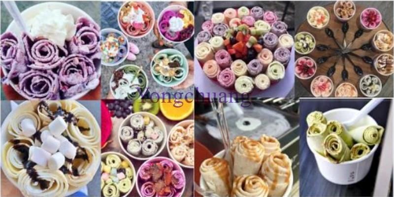 Ice Roll Machine Fried Ice Cream with Pedal Defrost