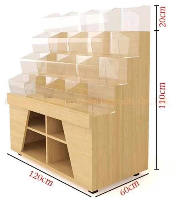 Supermarket Equipment Suger Storage Display Combined Rack Wooden Snack Display Shelf