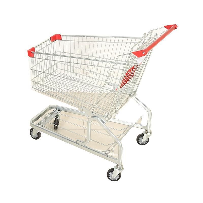 Asian Style Trolley Cart with PU Wheels Supermarket Shopping Trolley