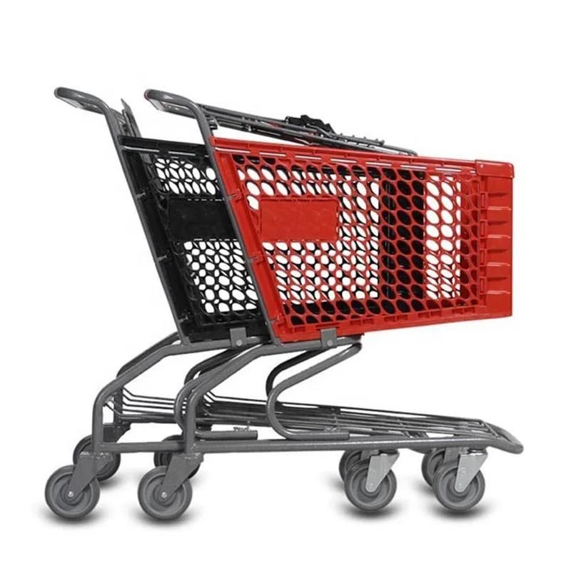 Customized Color Wholesale Supermarket Plastic Shopping Trolley Cart