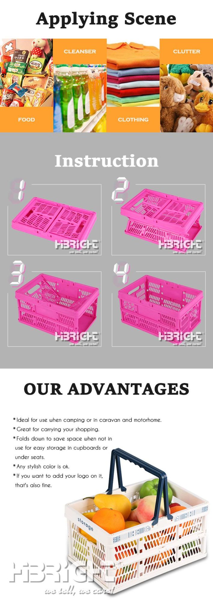 Flexible Handheld Folded Cute Plastic New Supermarket Basket