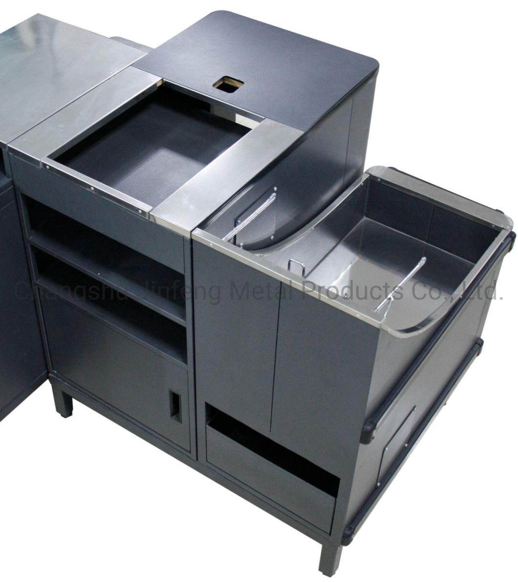 Three Parts Metal Counter Checkout Counter with Stainless Steel Top Cover