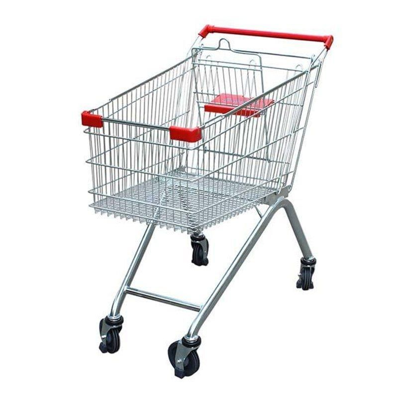 Wheels Shopping Cart Trolley Plastic Basket Metal Mesh Shopping Trolley