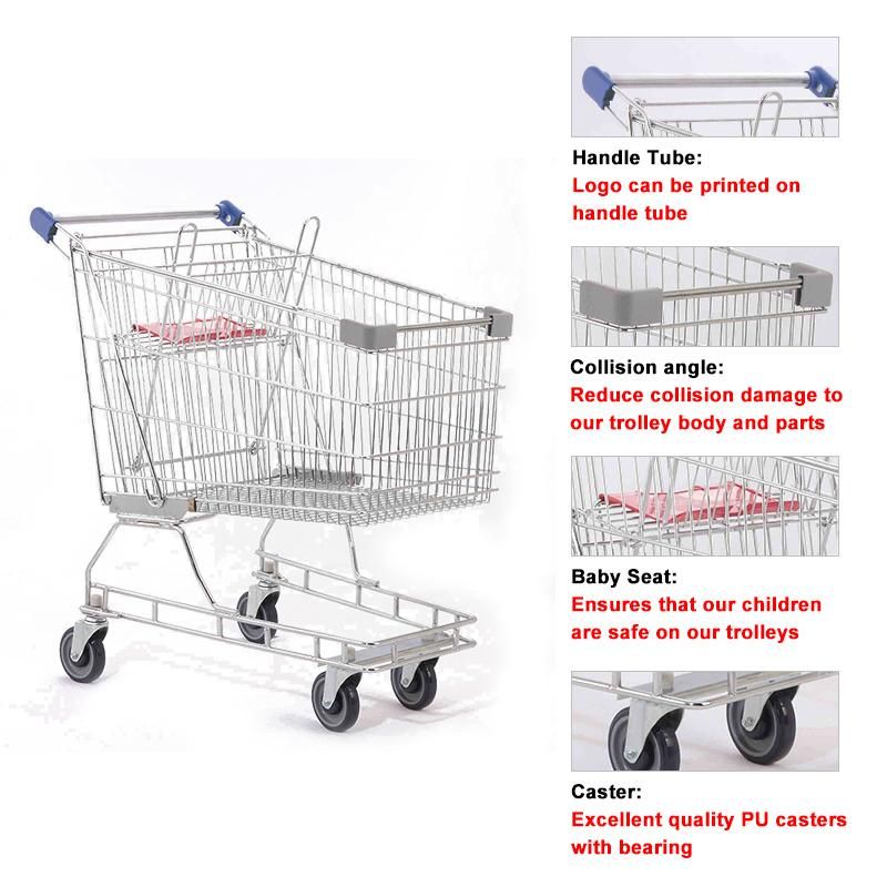 Australia Supermarket Shopping Cart Metal Custom Trolley with Wheels