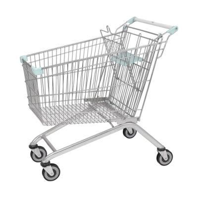 Hot Sale Supermarket Galvanized Trolley with 5 Inch PU Wheels