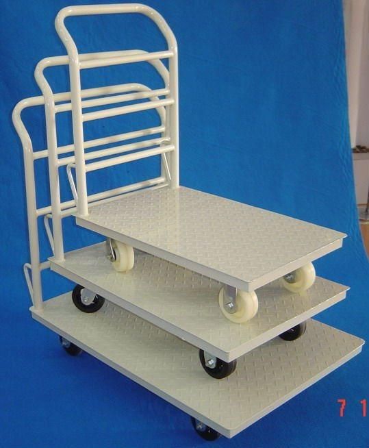 500kg Metal Flat Hand Supermarket Metal Trolley Warehouse Tooling Cart