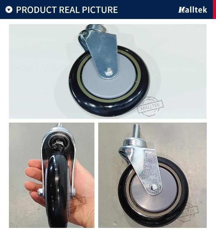 Supermarket Trolley Accessories Metal PU Wheel Casters for Cart